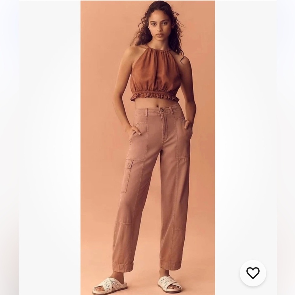 Anthropologie The Carson Utility Barrel Pants Plum Color new with tag Size 2 - Picture 1 of 10